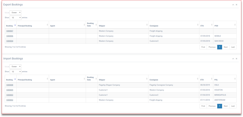 Export booking Export booking